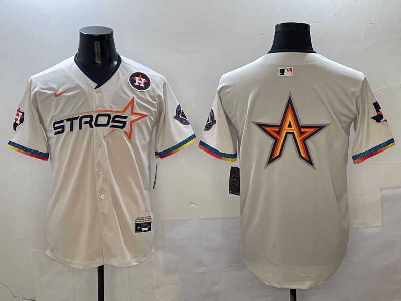 Men Houston Astros Blank Cream Fourth generation Joint Name 2025 Nike MLB Jersey style 4144->houston astros->MLB Jersey